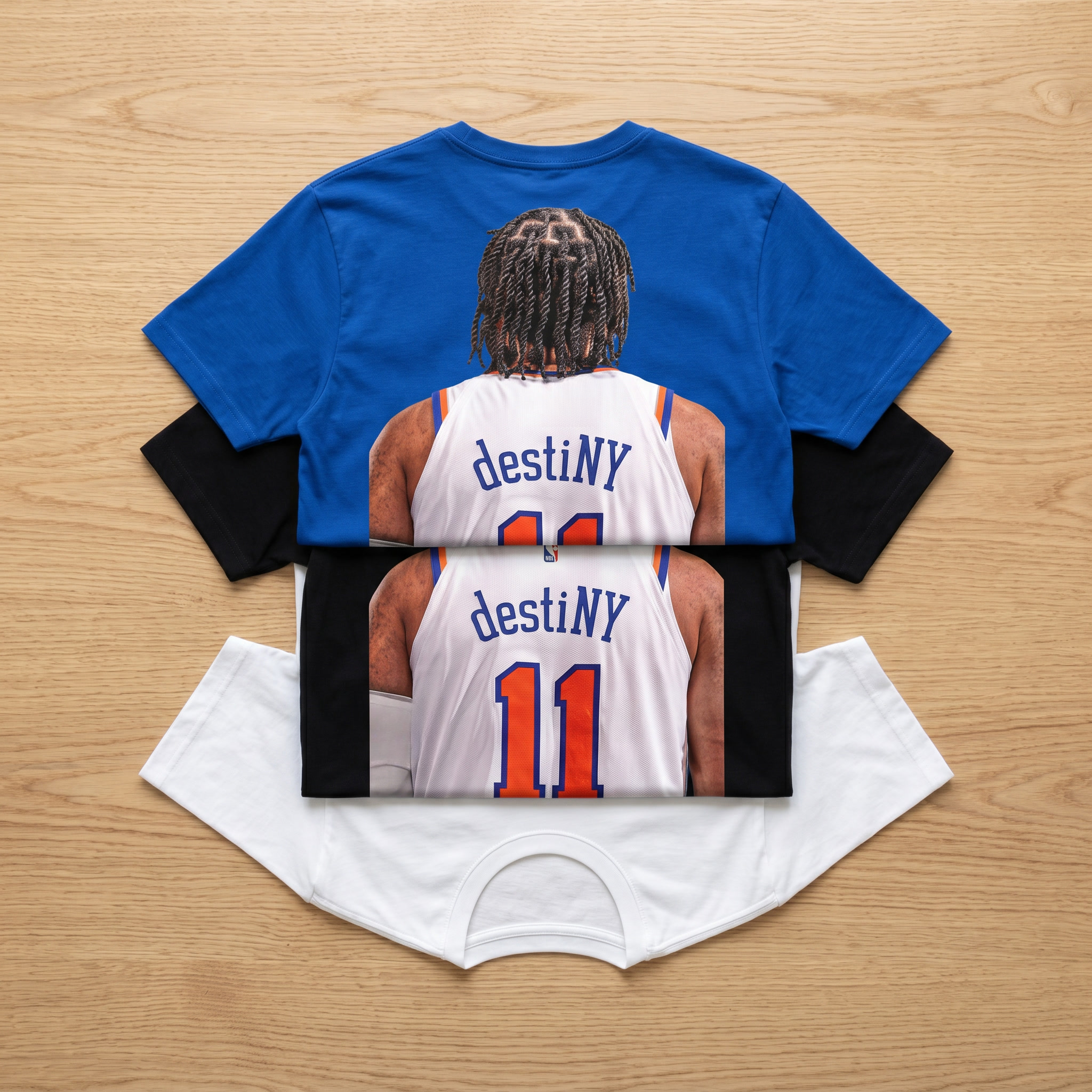 destiNY tees stacked flat lay